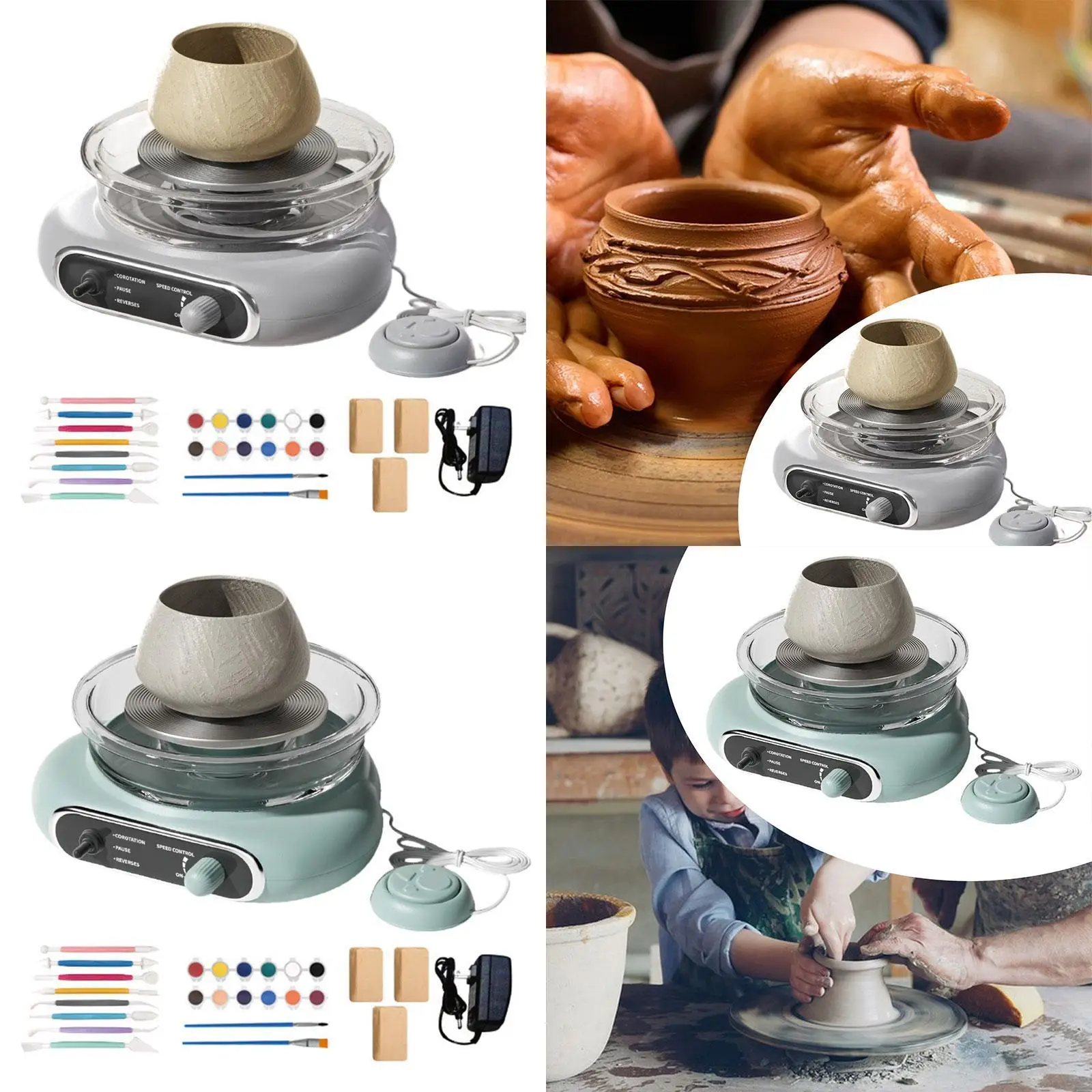 Mini Pottery Wheel Kit with Foot Petal for Kids Adults DIY Craft Projects