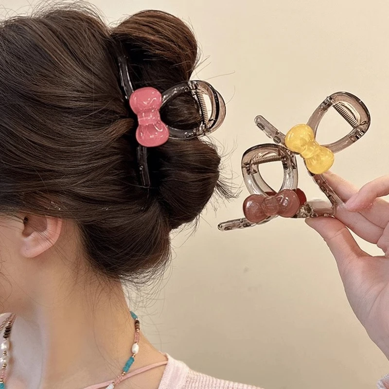 

Korean Sweet Bow Hair Claw for Women Girls Acrylic Ponytail Hairpin Barrettes Shark Clip Clamp Girls Hair Accessories Jewelry