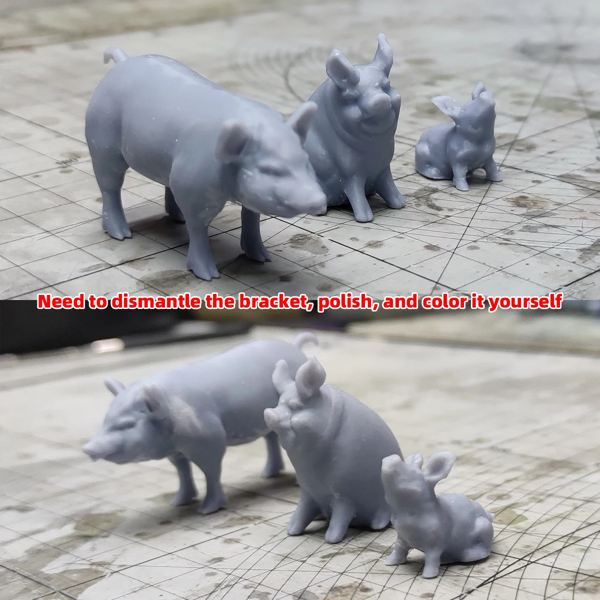 3D-Gedrucktes Harz-Miniatur-Schwein Tiermodell-Bausatz, Architektur-Diorama Sandtisch-Dekoration Passend für 1/35 1/48 1/64 1/72 – Detail 1