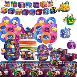 Blox Fruit verjaardagsfeestje Supply Wegwerp Banner Cake Topper Hangende Vlag Blox Fruit Ballonnen Set Verjaardagstaart Decoratie