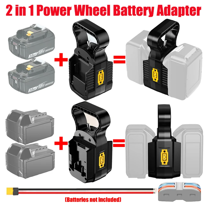 HAKSINKY DIY Power Wheels Adapter for Makita/Milwaukee 18V Lithium Batteries for DIY Rc Car Toys Robotics Truck with Fuses&Wire