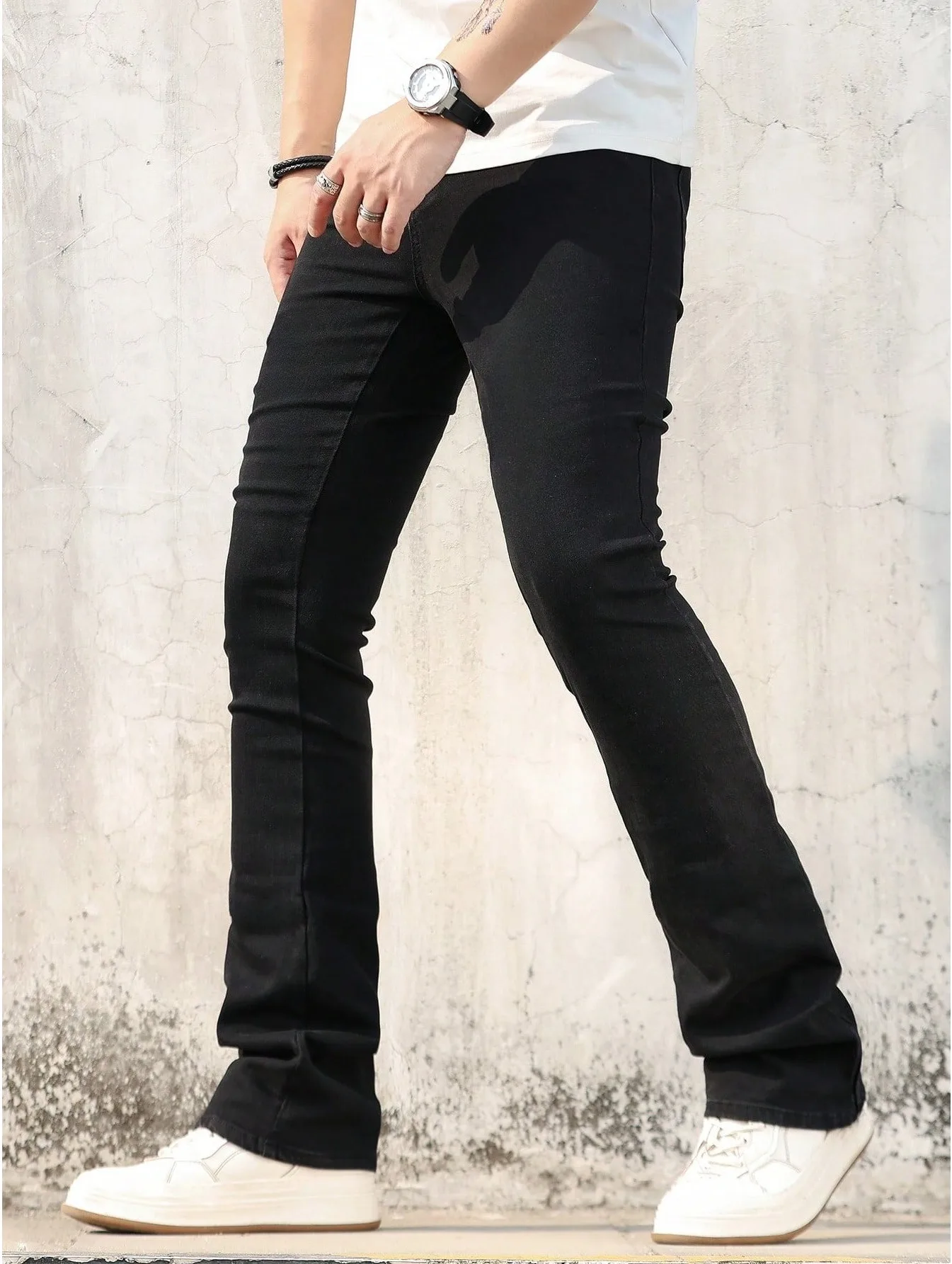 

Мужские облегающие джинсовые брюки в форме копыта, минималистичный и модный на лето