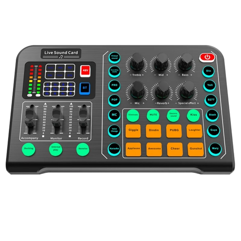 

M6 Live Sound Card Sound Board Sound Effect Board Mixer For Live Broadcast, K Songs, Live Recording, Home KTV