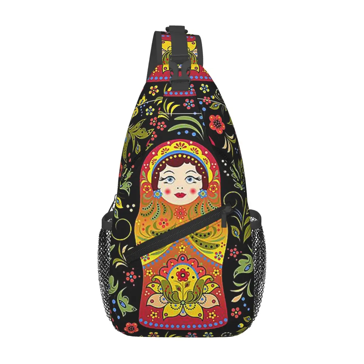 Russian Doll Matryoshka Chest Bag Men Sling Crossbody Backpack Chest Bag Travel Hiking Daypack Shoulder Bag