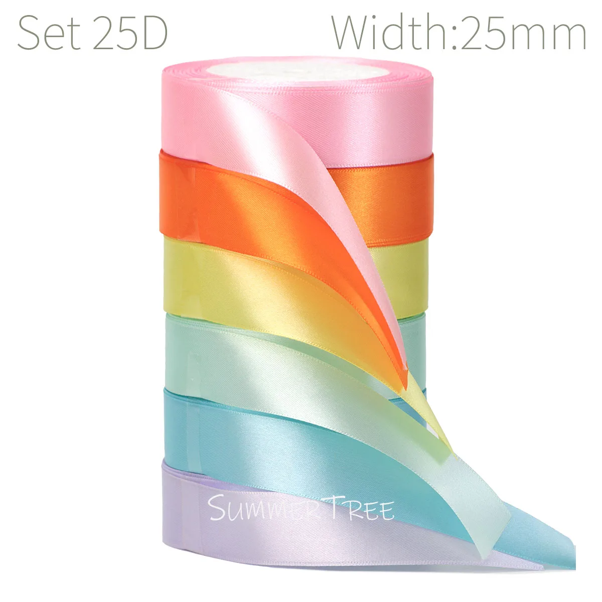 6 Rollen 150 Yards Sortierte Einfarbige Satin-Seidenbänder für DIY-Basteleien, Geburtstage, Hochzeiten, Blumensträuße, Geschenkverpackungen – Detail 4