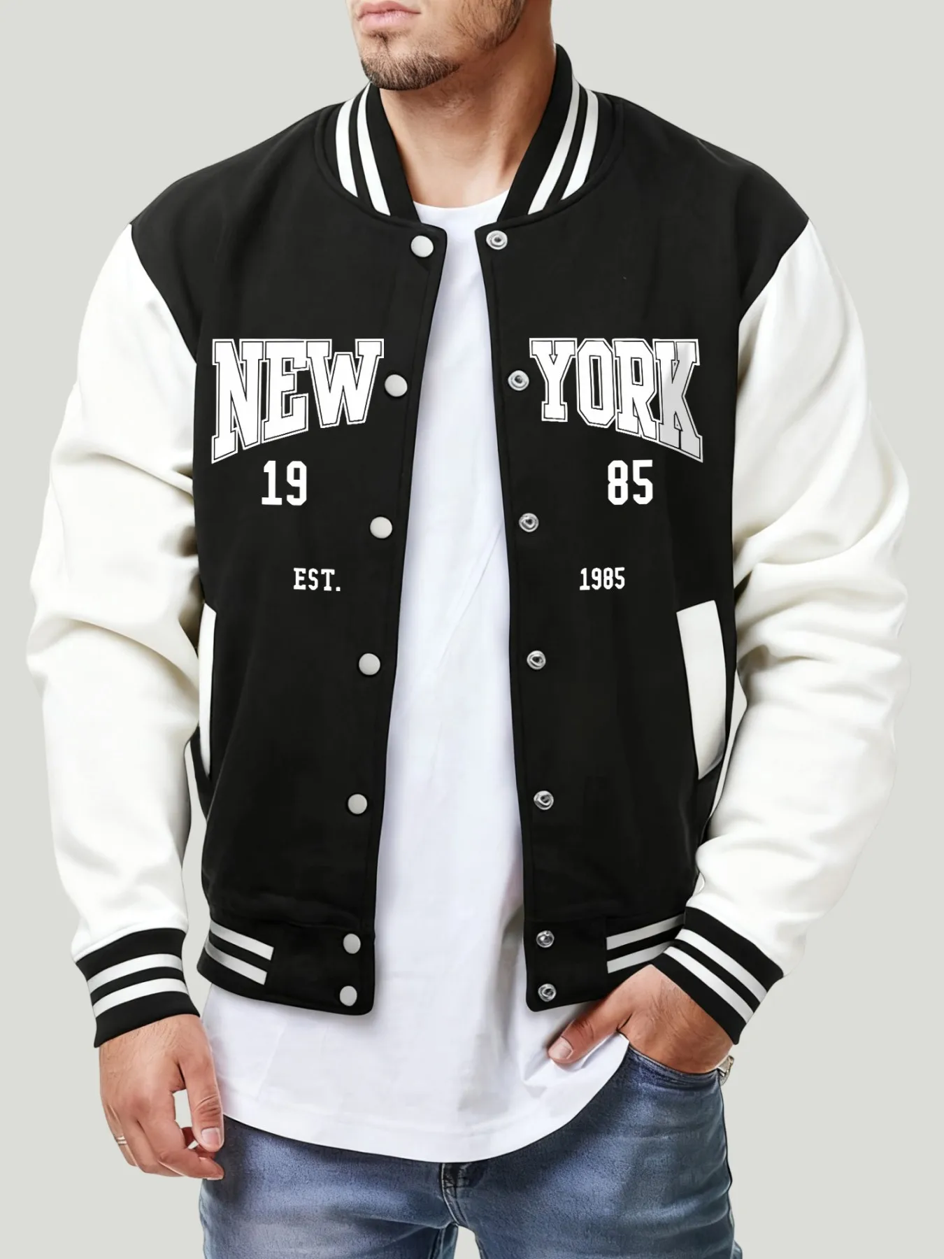 

Мужская куртка New York 1985, винтажное пальто в стиле хип-хоп с художественным буквенным узором, модный повседневный топ, осенняя универсальная уличная одежда