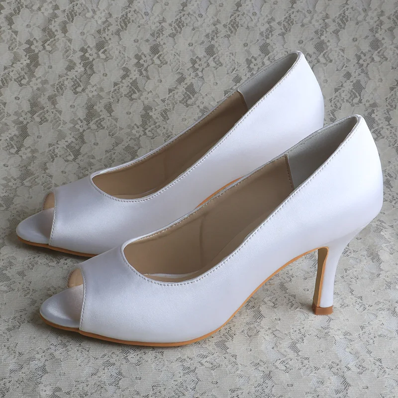 Venus lure Customized 23 Colors Ivory White Stiletto Heels Peep Toe Women Bridal Shoes Size 9