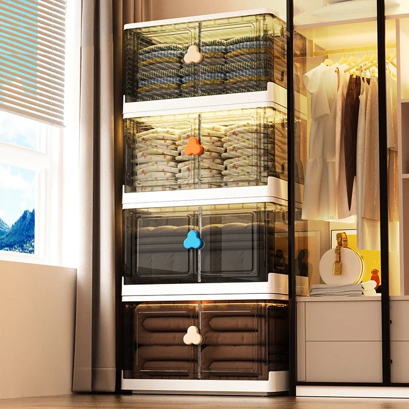 Installation-free folding storage box, household locker, baby and children's wardrobe, clothes, snacks, toys, turnover box