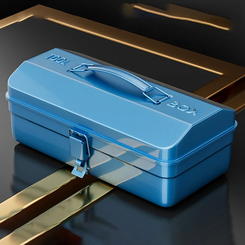 Portable Tool Box Household Multifunctional Hardware Case Hand Held Car Storage Boxes Thickened Metal Iron Tools Case Multi Size