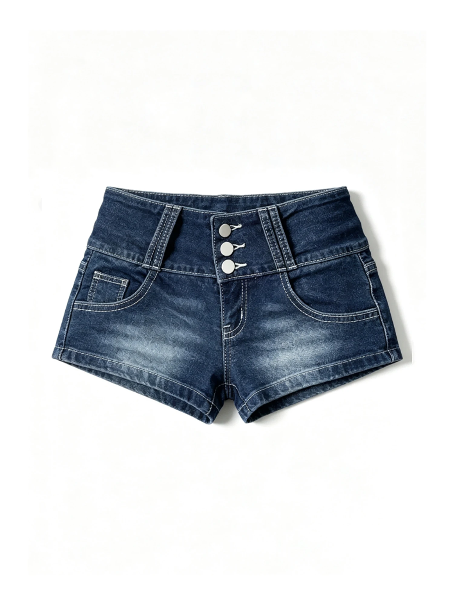 Women Low Rise Mini Denim Shorts American Y2K Gyaru Micro Cowboy Pants Retro Stretch Skinny Nightclub Hot Pants for Women Summer