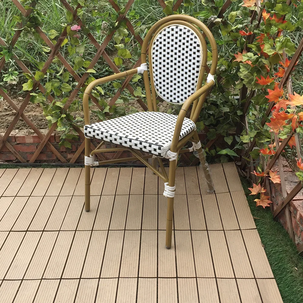 Outdoor rattan chair balcony patio stackable back armchair