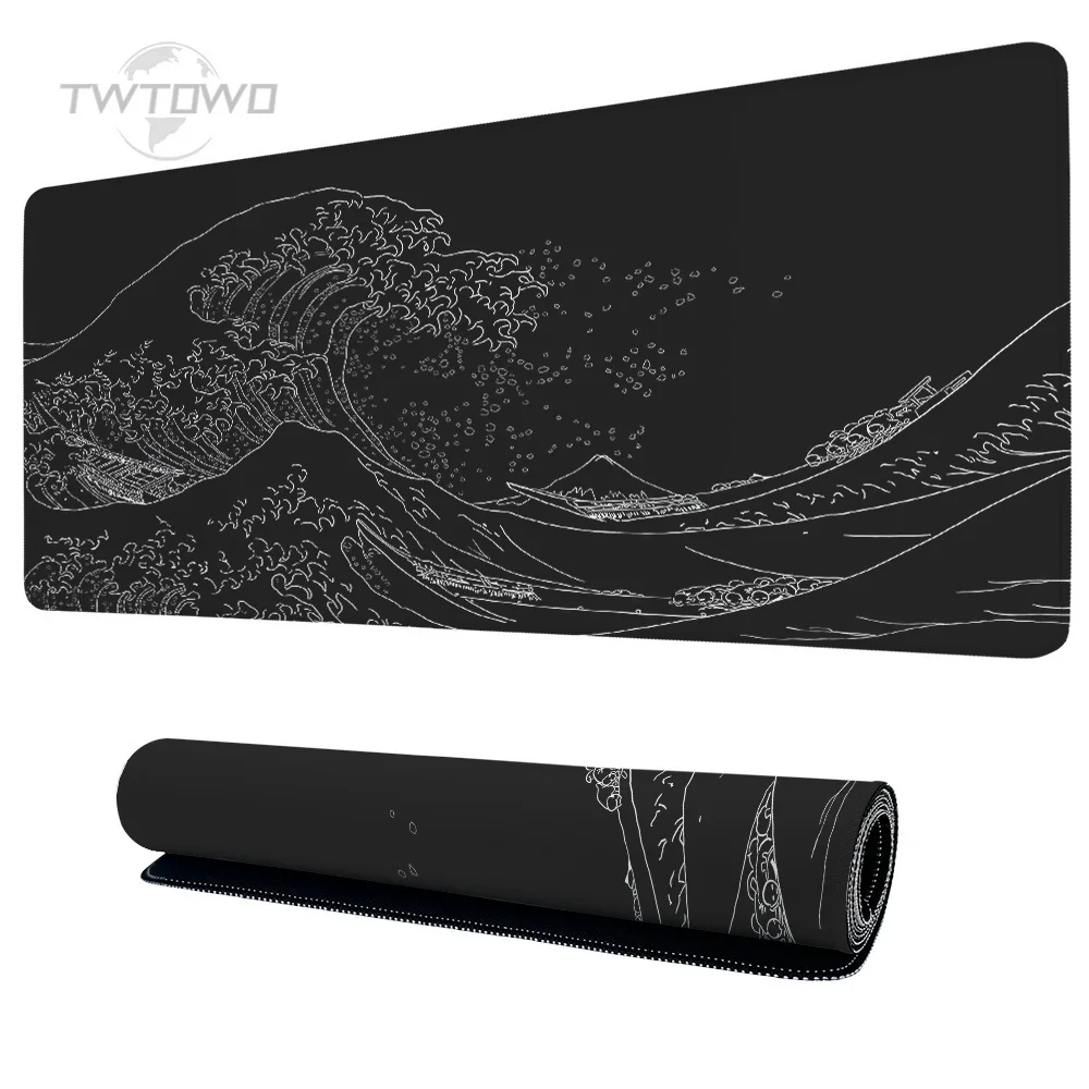 Mouse Pad Gaming Black Waves XL Custom HD Home Large Mousepad XXL Mechanical Keyboard Pad Carpet Non-Slip Office PC Mice Pad