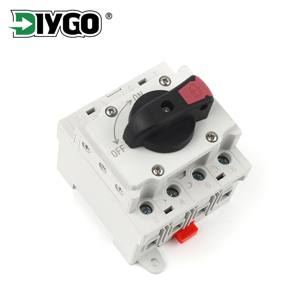 

PV DC 1200V 32A Din Rail Mounting Solar Rotating Handle Isolator Rotary Switch Disconnector for Solar Distribution Box White