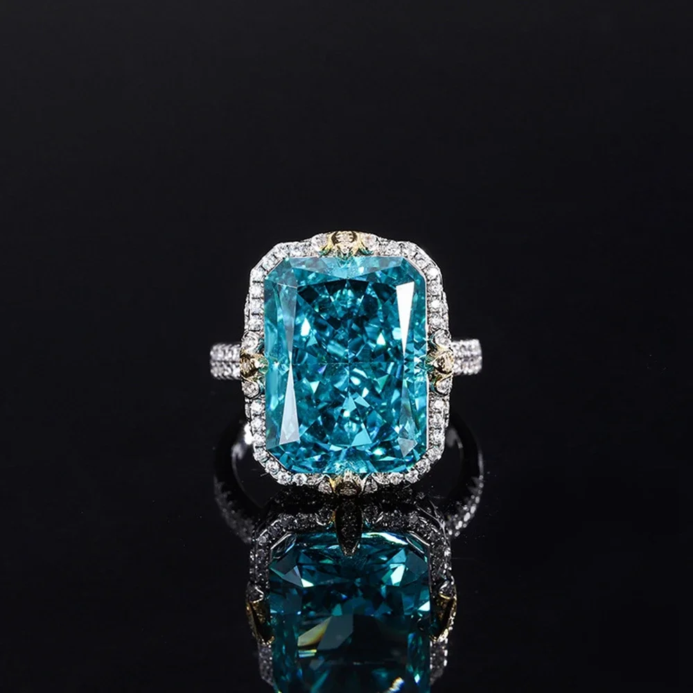 Karachis 925 Sterling Silver Crushed Ice Cut Emerald Citrine High Carbon Diamonds Gemstone Luxury Bohemia Ring Fine Jewelry