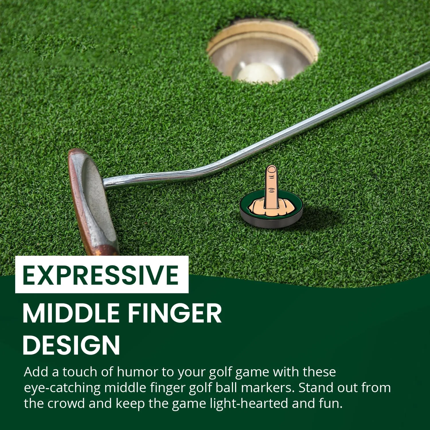 Funny Middle Finger-Shaped Golf Hat Clip, Detachable Magnetic 25mm Coin Hat Clip Unique Putter Golf Mark Sports Golf Accessories view 5