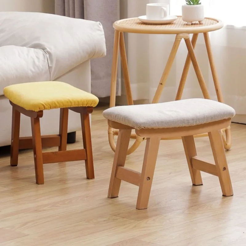Solid Wood Stool Modern Minimalist Stools Indoor Living Room Corridor Footstool Mortise Tenon Non Slip Mute Portable Footrest