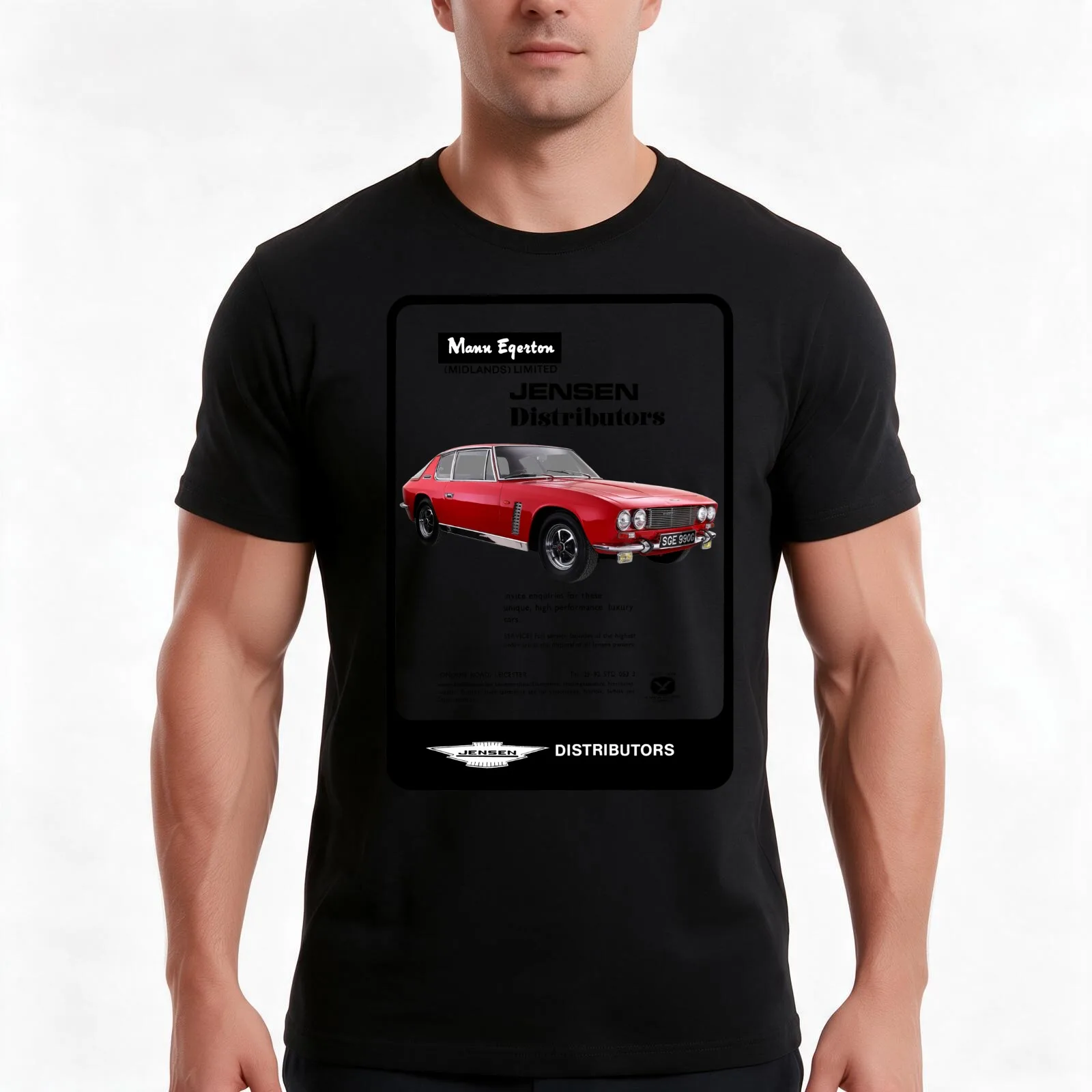 JENSEN INTERCEPTOR T-Shirt Summer Casual Cotton Tee Oversized Streetwear Tops Vintage Graphic Print Loose Fit Short Sleeve
