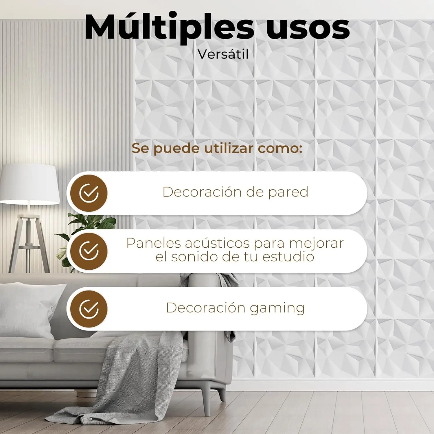 30 unidades Paneles Decorativos Para Pared PVC 3D 30x30cm + Cinta Doble Cara Adhesiva. Revestimiento de Paredes PVC y