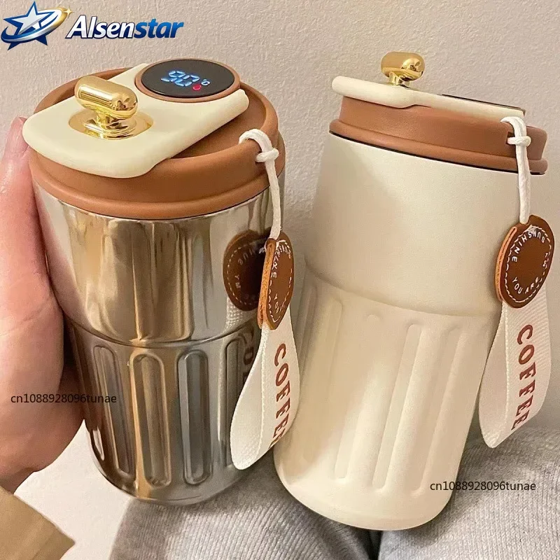 Intelligent Digital LED Temperature Display Coffee Cup Stainless Steel Thermo Bottle Keeps Cold and Heat Thermal Mug Sports Cup