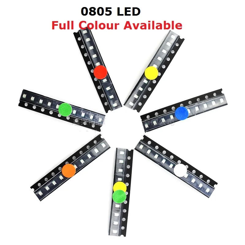 100PCS 8 Colors 0805 SMD Led Super Bright Red/Green/Blue/Yellow/White Water Clear LED Light Diode Orange Purple Warm White