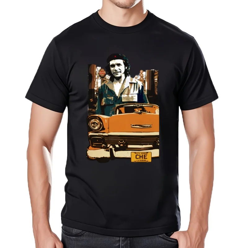 T-shirt Y-Hipster personnalisé pour hommes, t-shirts avec Che Guevara et une voiture, design cubain rétro, haute quali