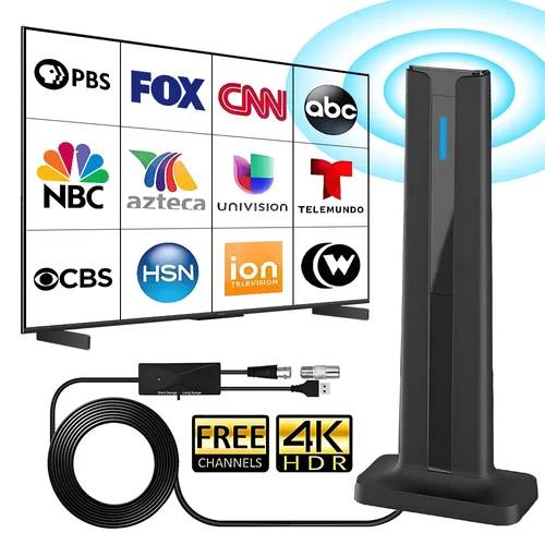 Antena de TV interior para todas las televisores inteligentes de largo alcance y digital HD con amplificador de señal para canales locales compatible con 4K 1080P