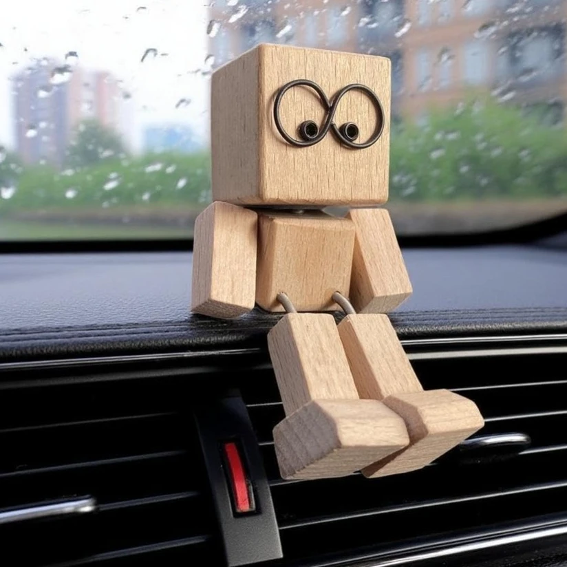 

Shaking Wooden Man Figurine Portable Shaking Feet Doll Car Dashboard Ornament Handmade Wood Desktop Decoration Funny Gift