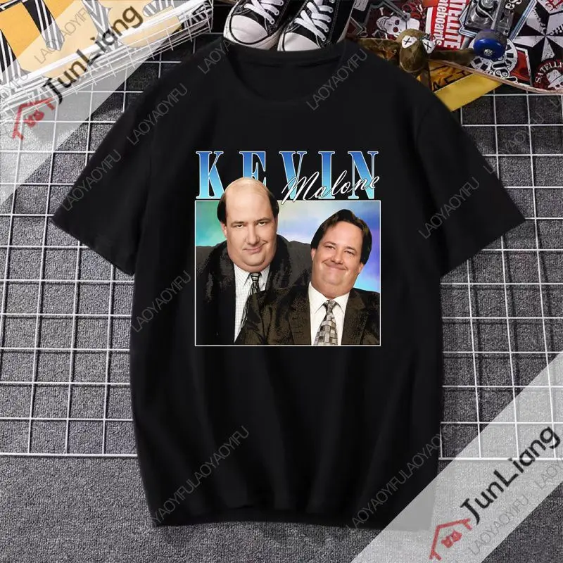 Fun Kevin Malone T- Men's Crewneck Cotton T-shirt Office TV Show Short Sleeve T-shirt Couple Birthday Gift Loose Top