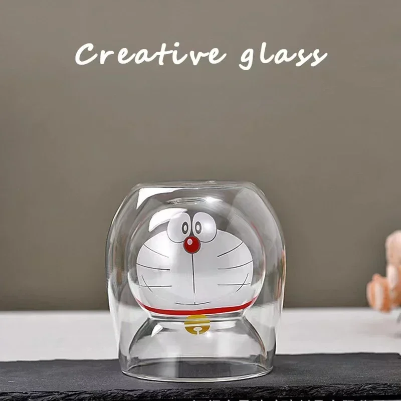 نظارات كرتونية ثنائية الجدار أنيمي دورايمون للأطفال ، أكواب مشروبات كوكاتيل ، هدية عيد الميلاد ، حليب ، قهوة ، عصير ليمون