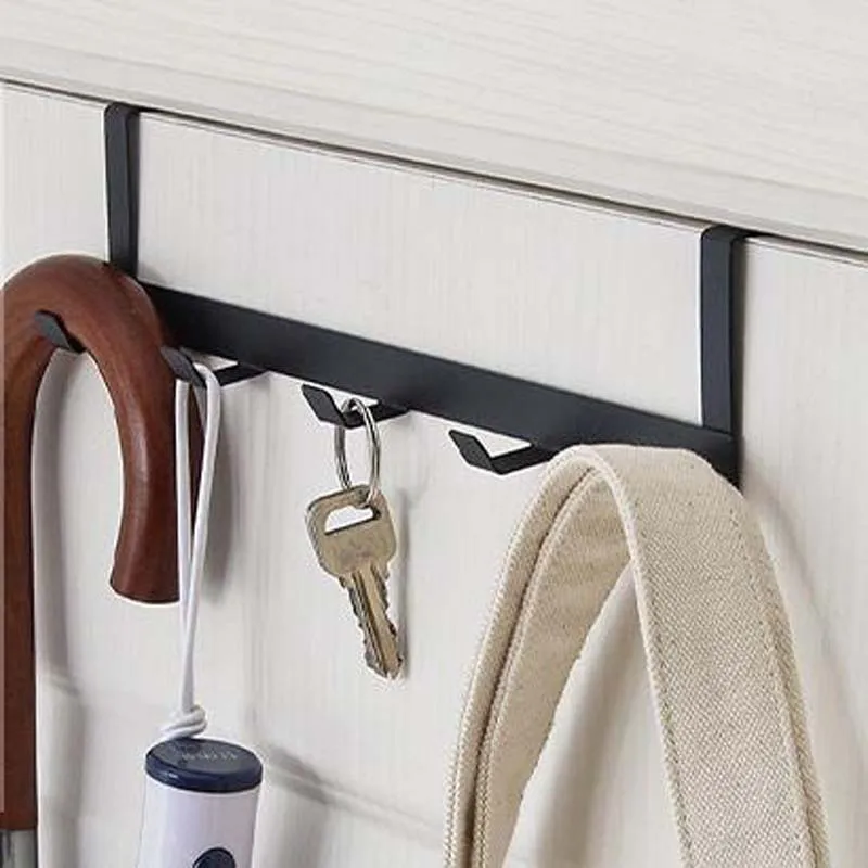 Over The Door 5 Hooks Home Bathroom Organizer Rack Clothes Coat Hat Towel Hanger Housekeeping Organizers Storage Hooks Holder