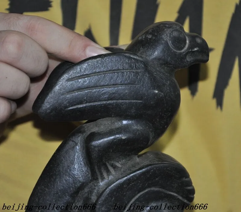 8.4'' Chinese Hongshan Culture Meteorite iron Sacrifice bird Pig dragon statue