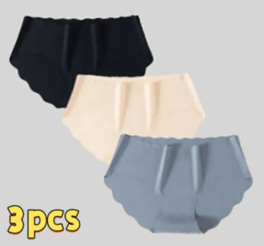 3 قطعة قطعة من الحرير الجليدي سلس الملابس الداخلية مريحة للتنفس القطن المنشعب القماش المرأة بلون موجة ملخصات