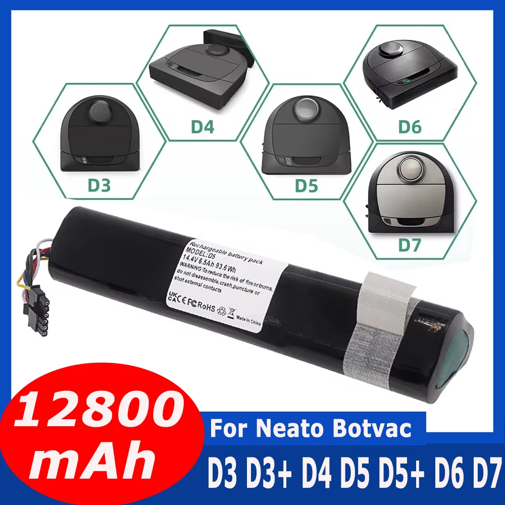 Original 14.4V 12800mAh Li ion Replacement Battery For Neato Botvac D3 D4 D5 D6 D7 945-0225/205-0011 Sweeping Robot