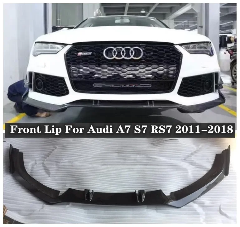 High Quality Carbon Fiber Front Lip Splitters & wind knife Protector Cover For Audi A7 S7 RS7 2011-2018