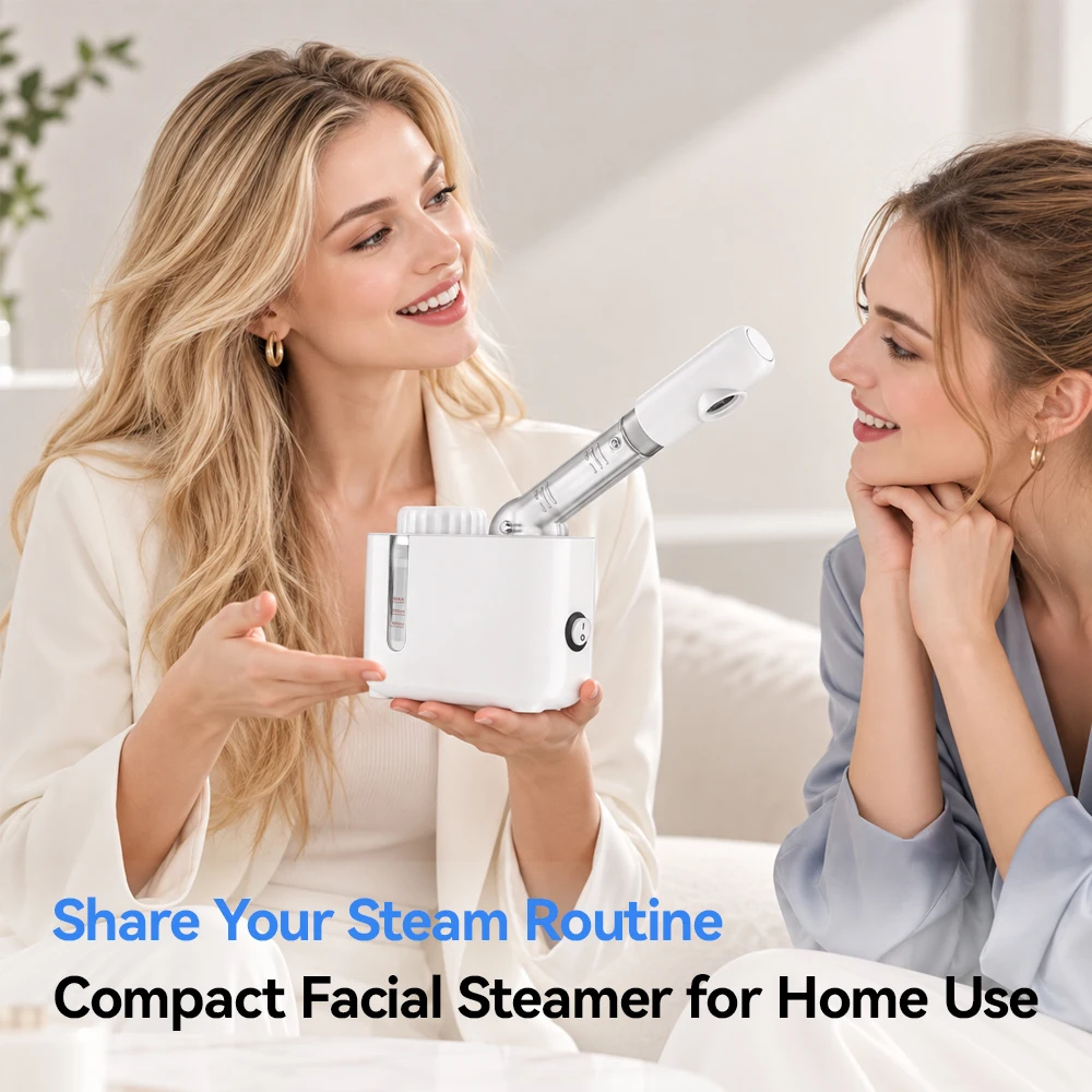 K·SKIN Facial Sauna Steamer for Home, Compact Warm Mist Skincare Device with 360° Adjustable Nozzle, Detachable Washable Tank