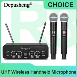 Wireless Microphone Handheld Depusheng R3 Dual Channels UHF Fixed Frequency Dynamic Mic For Karaoke Wedding Party Band Church
