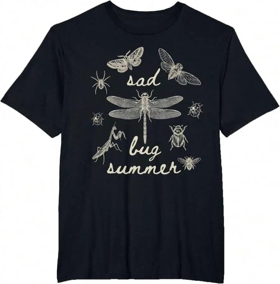 Sad Bug Summer Vintage Goth Insect Last Of The Bugs T-Shirt 100% Cotton Trendy Y2K Short-Sleeve Tee-Soft, Quick-Drying,