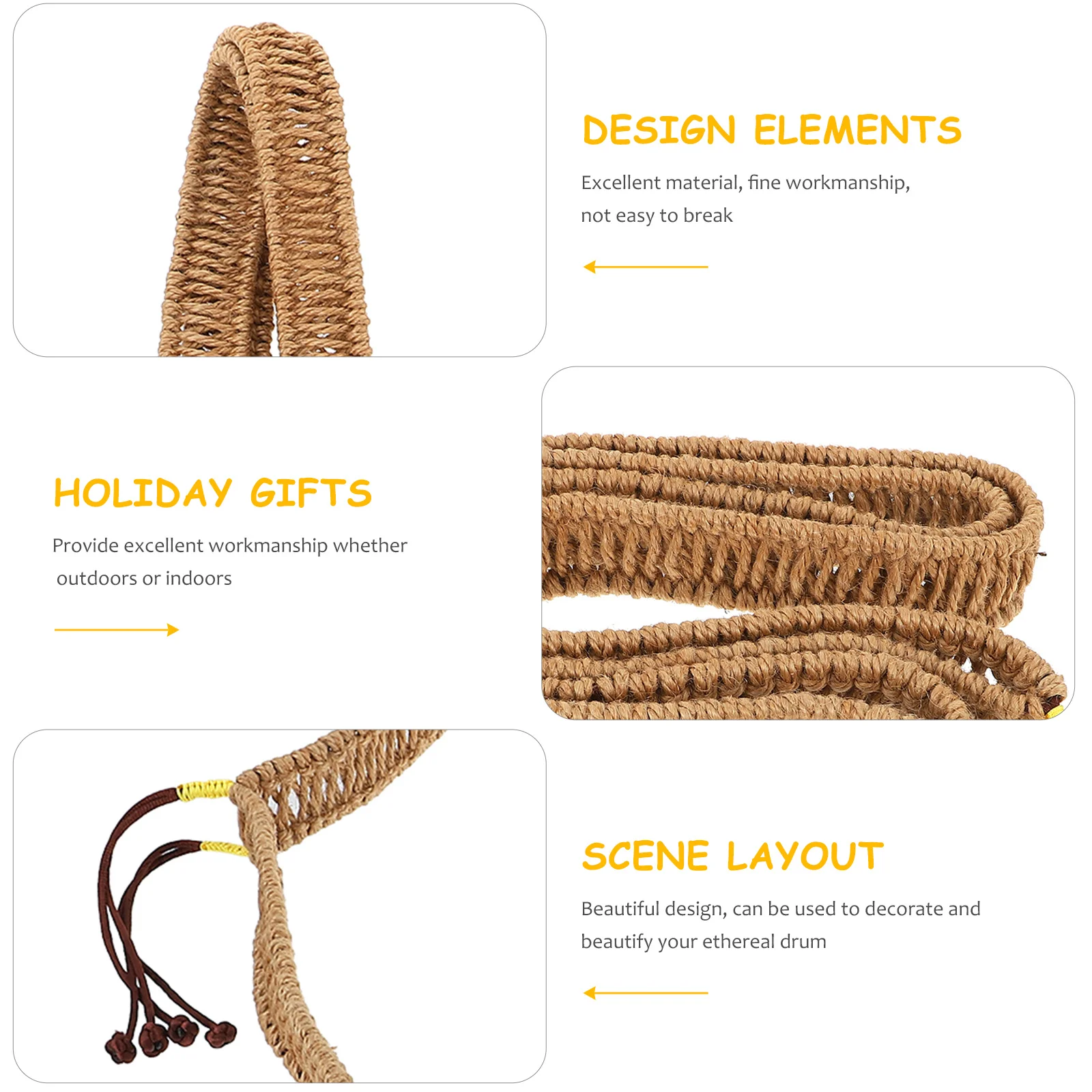 

1pc Ethereal Drum Rope Handmade Craft Decor Rope Decorative Craft Wrapping Rattan Edging Long Adjustable Gift Idea