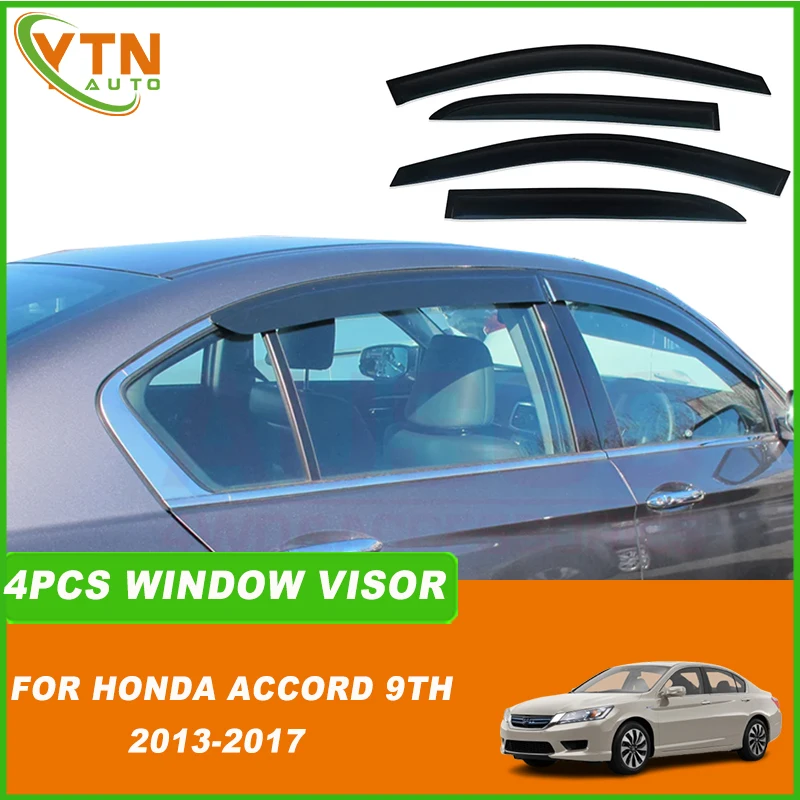 

For Honda Accord Sedan 9th 2013 2014 2015 2016 2017 4PCS Black Car Window Visor Rain Sun Guard Deflector Weathershield