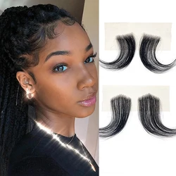 15cm Black Lace Edges 100% Human Hair Invisible Natural Bangs Seamless Covering Forehead Hairline Patch Sideburn Edge Patch