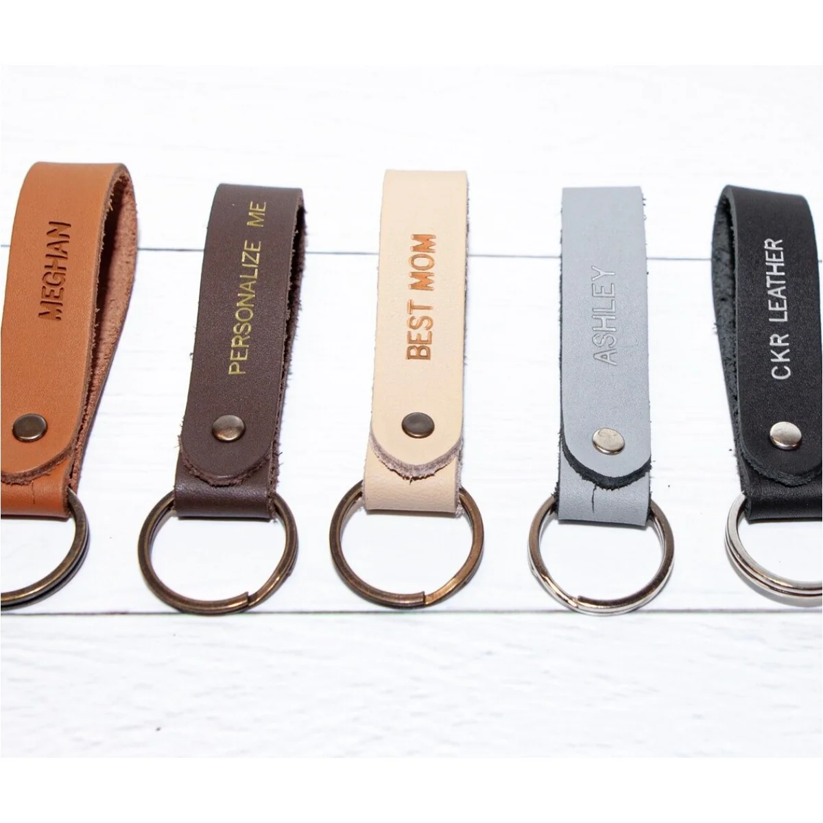 Personalized Leather Keychain, Premium Engraved Keychains for Men & Women - Monogrammed, Handcrafted Personalized Keychain for D