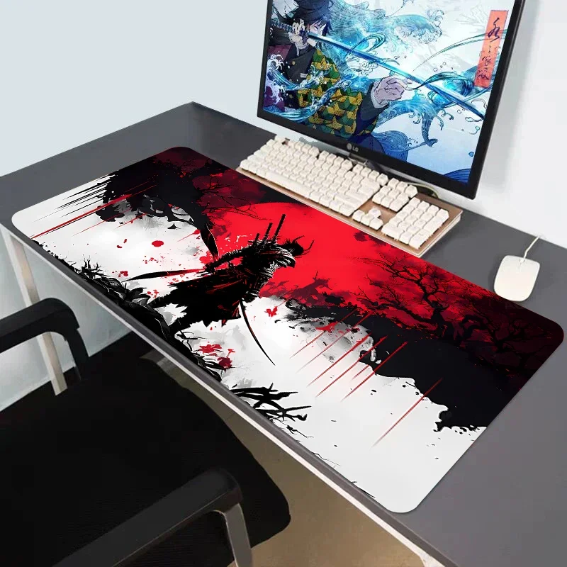 

Japanese Sakura Samurai Black Mouse Pad, Acessórios para computador Gamer, Table Mat Teclado, Empresa Gaming Laptop Desk PC