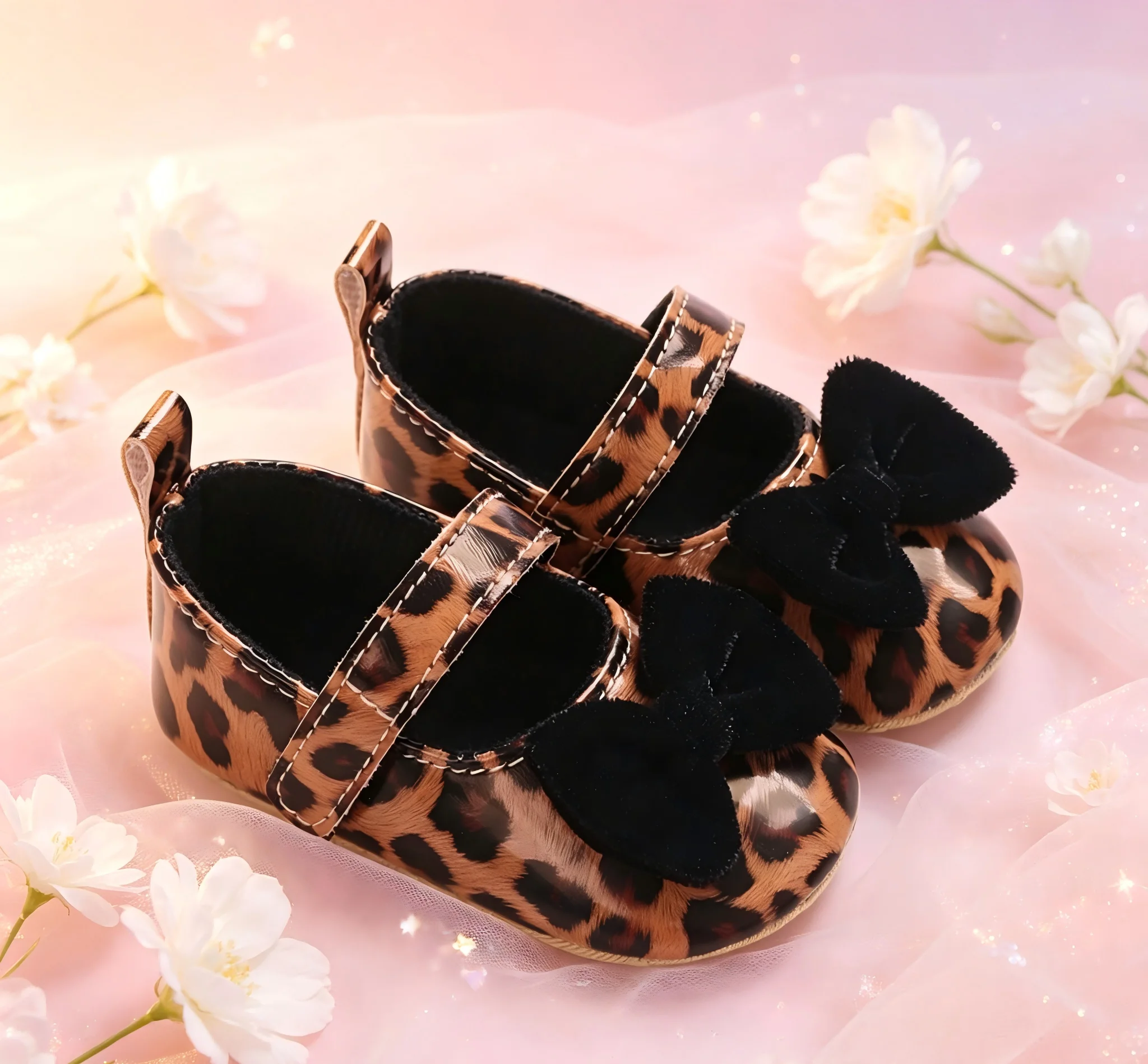 Spring Baby Girl Princess Shoes Soft soled Sneaker Korean Edition Versatile Girl 1-Year-Old Infant Single Shoe Leopard Pattern D
