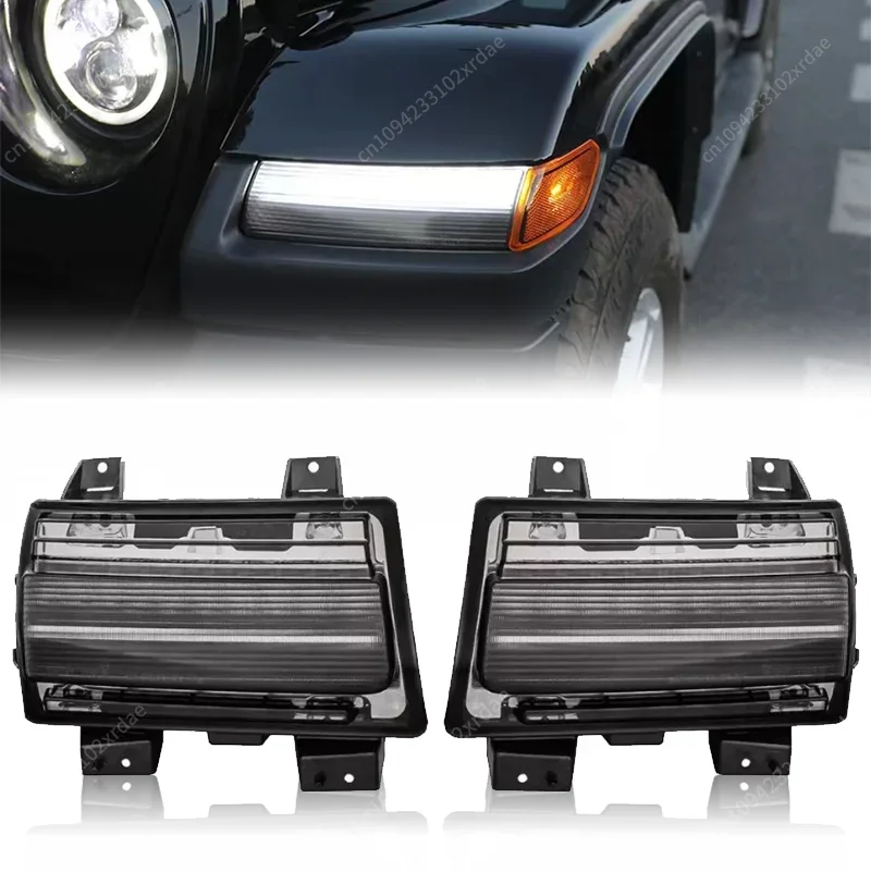 أنظمة إضاءة السيارات الجديدة 12 فولت Led ضوء النهار الجري بدوره مصباح إشارة لسيارة جيب رانجلر Jl 2018 +