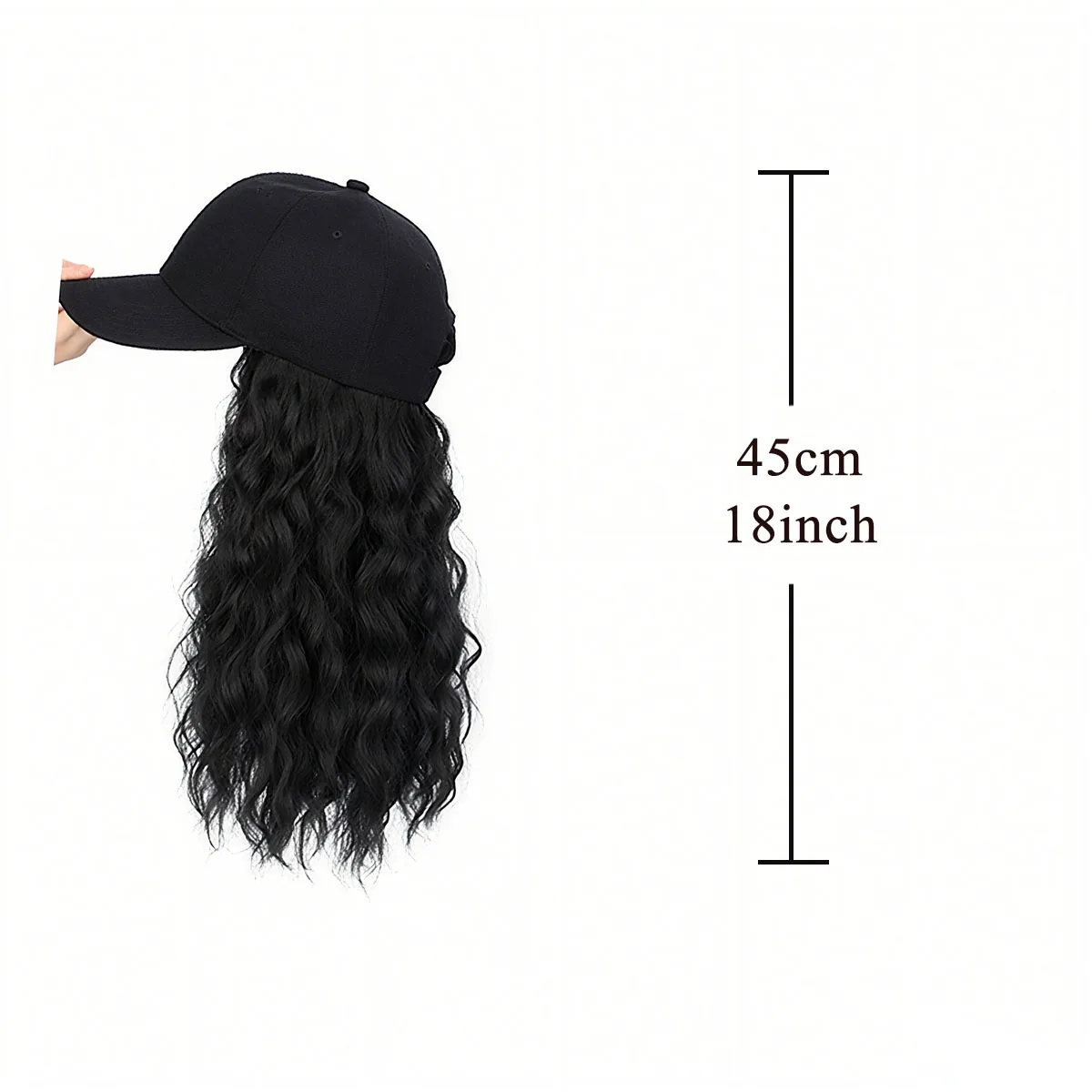 Synthetic Baseball Cap Wig Natural Wave Hair Extensions With Hat Heat Resistant Wig Black Cap Wigs for Women