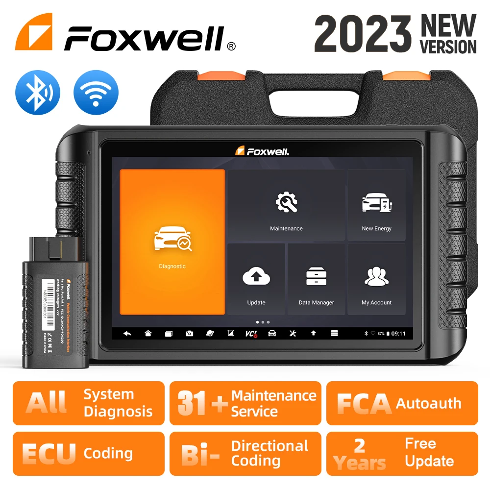 

FOXWELL NT1009 Bluetooth WIFI OBD2 Car Diagnostic Tools All System 34+ Reset Bi-directional ECU Coding OBD 2 Automotive Scanner