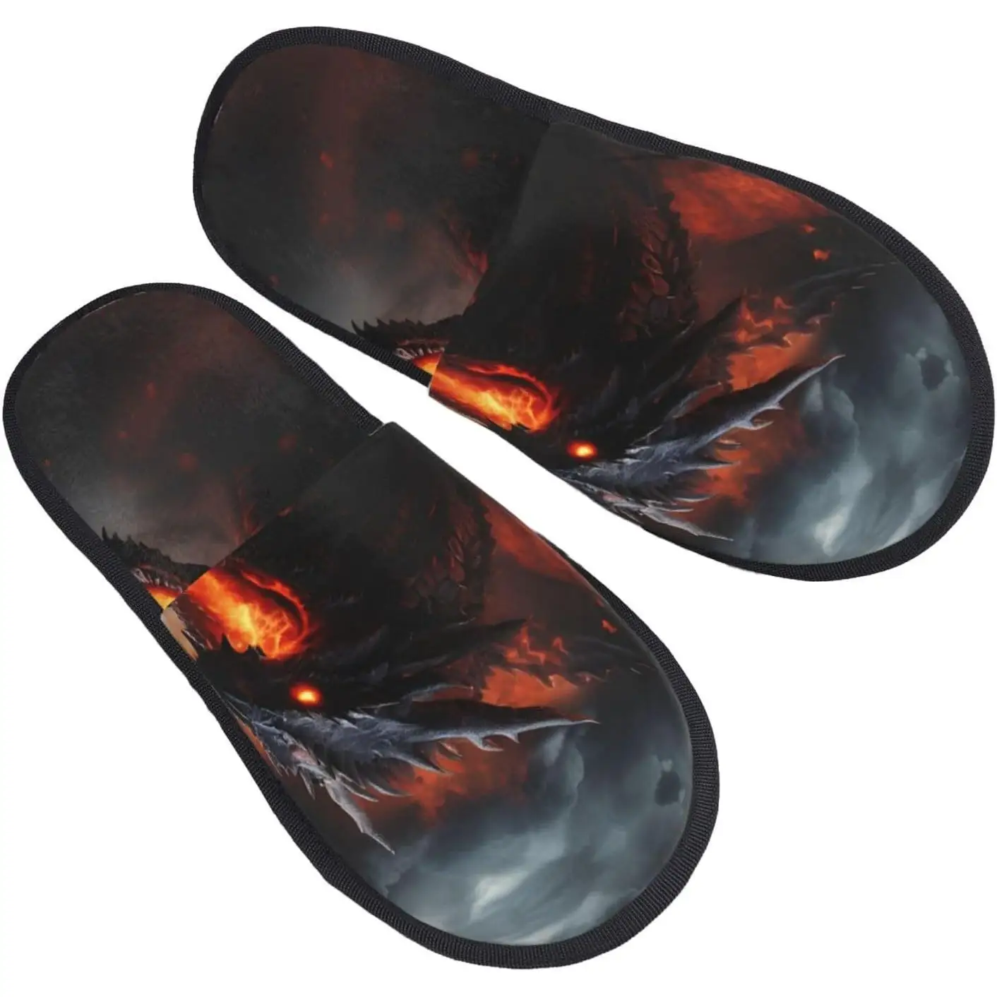 

Magical Dragon printing Fall Winter Fuzzy Slippers Comfy House Shoes Portable for Hotel Travel Gifts for Women and Men
