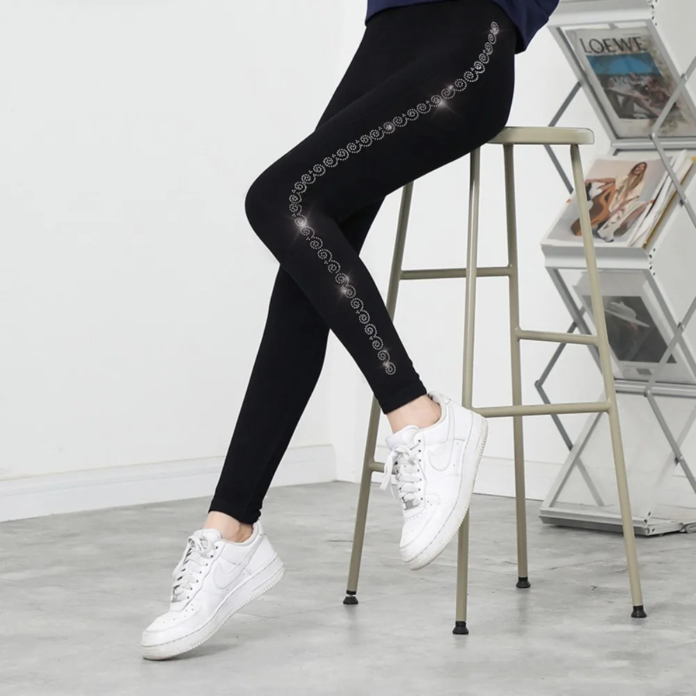 Leggings brilhantes com glitter, super elásticas, cintura alta, diamantes, glitter, calças harém, engrossar