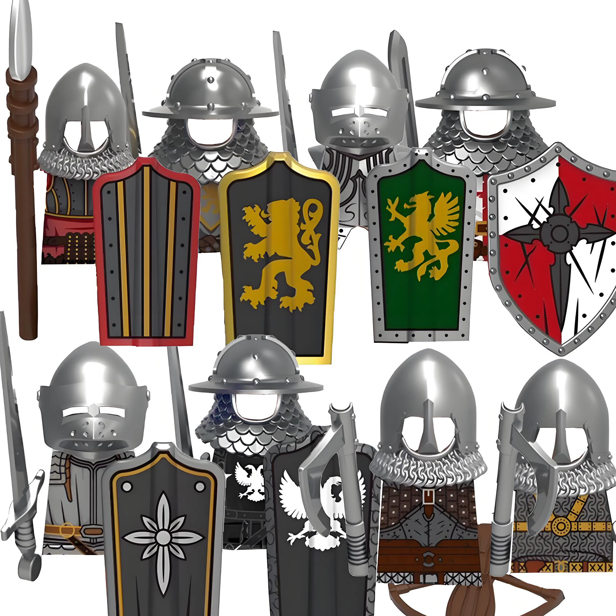 Medieval Anime Movie Game Figures Building Blocks Soldier Weapons Shield Bow Sword Guard DT030-37 Army Mini Brick Toy Gifts I005 - view 4