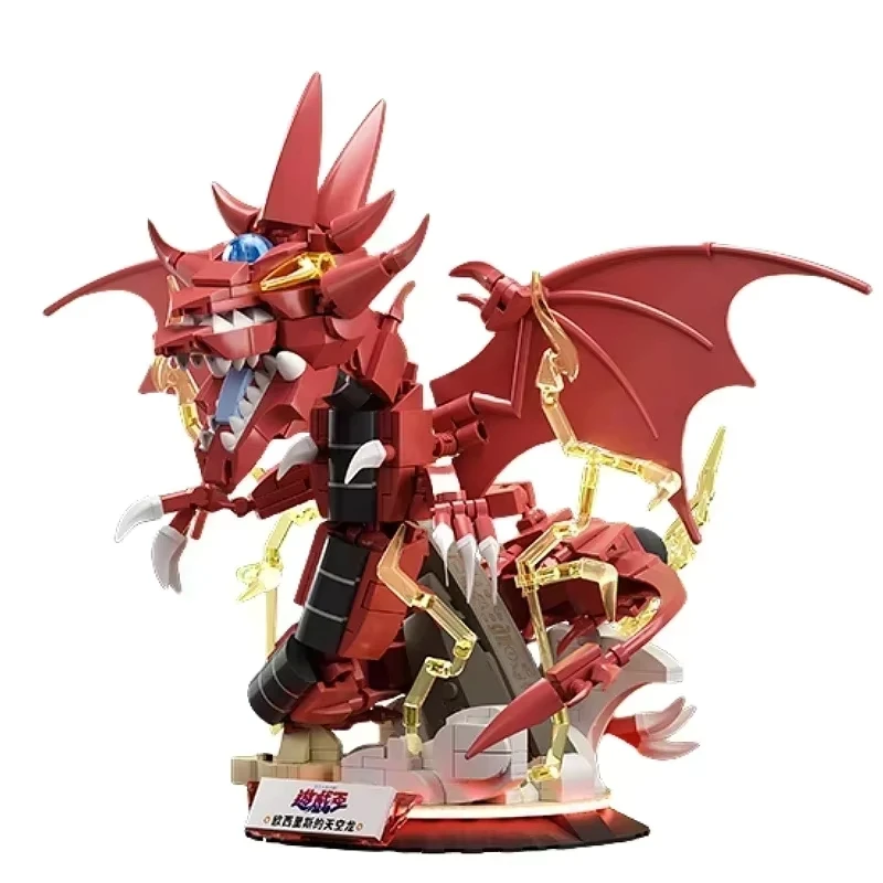 Yu Gi Oh Building Blocks Animation Three Fantasy God Model Ornaments Titan Warrior Sun God Pterosaur Assembly Toy Gift